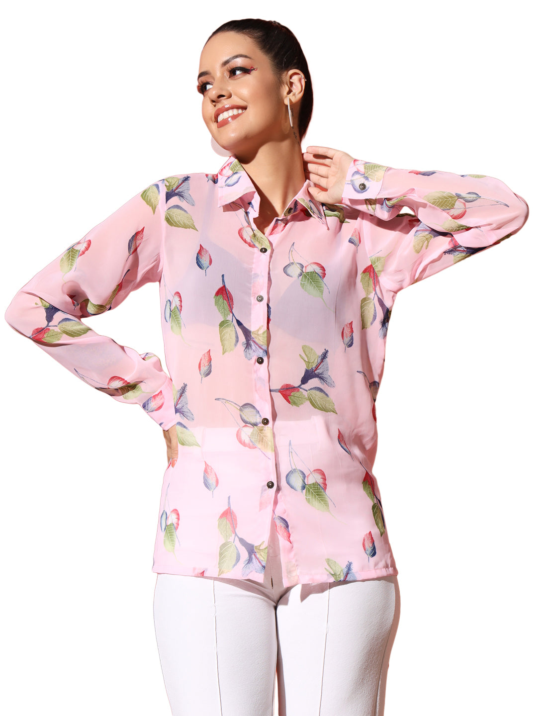 Floral Printed Georgetted Shirt