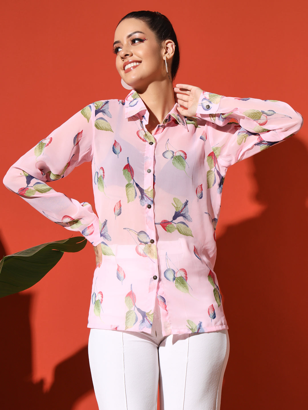 Floral Printed Georgetted Shirt