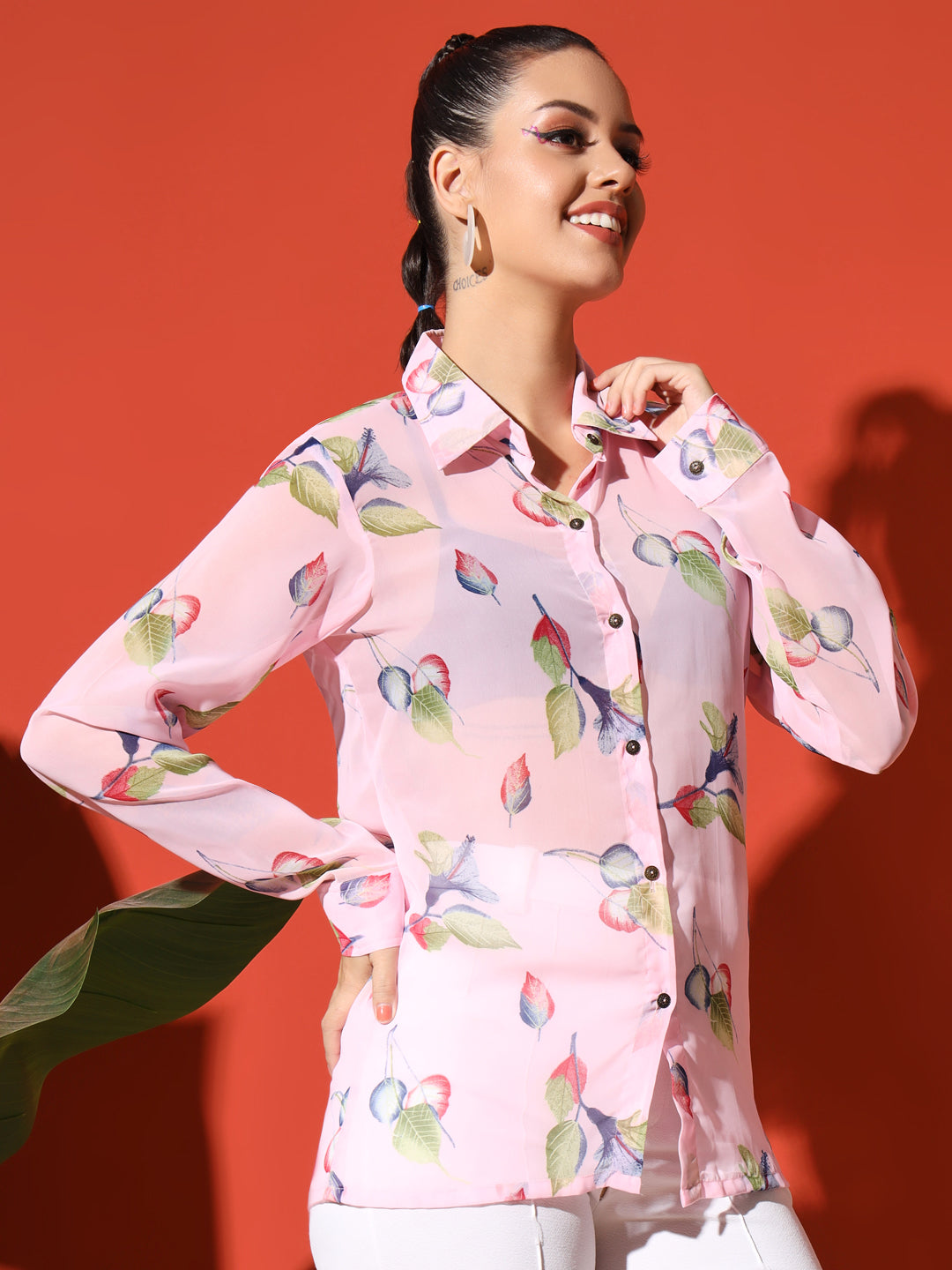 Floral Printed Georgetted Shirt