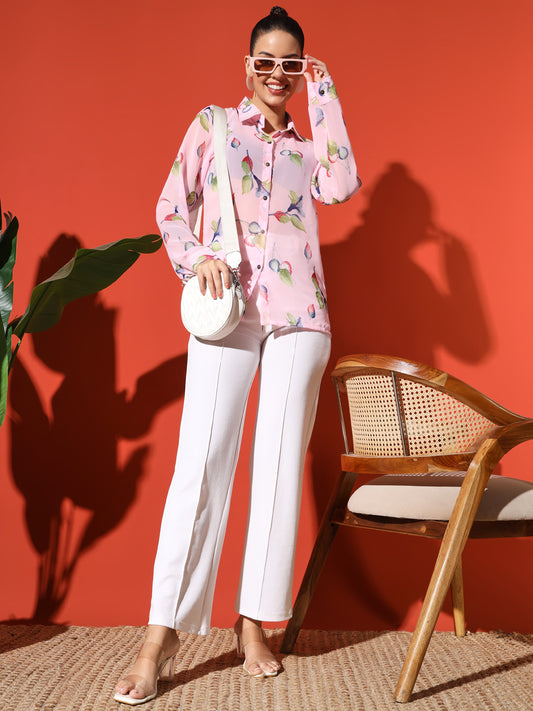 Floral Printed Georgetted Shirt