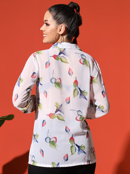 Leaf Print Georgette Shirt