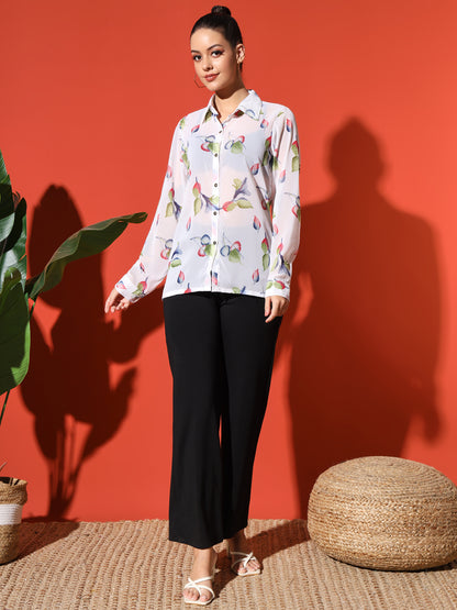 Leaf Print Georgette Shirt
