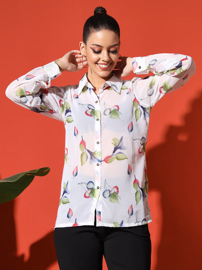 Leaf Print Georgette Shirt