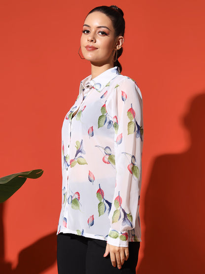 Leaf Print Georgette Shirt