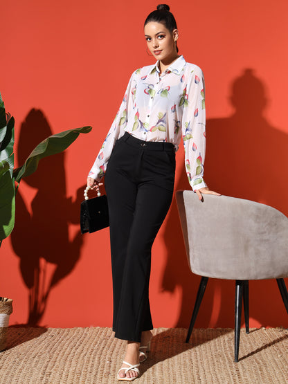 Leaf Print Georgette Shirt