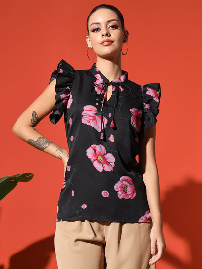 Ruffle Sleeve floral top