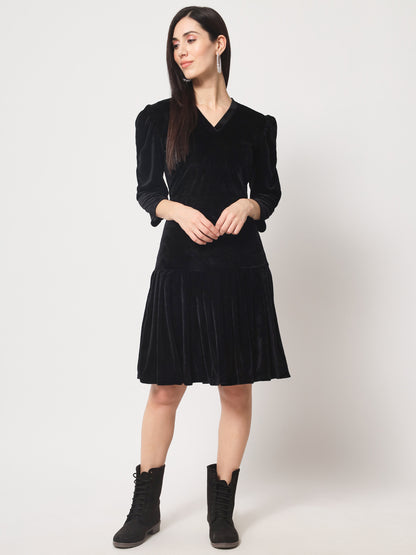 Knee Length Velvet Dress