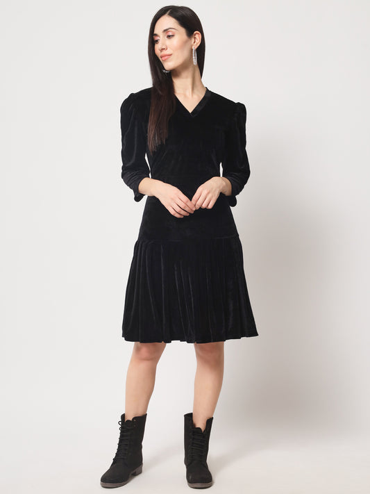 Knee Length Velvet Dress