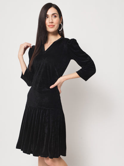 Knee Length Velvet Dress