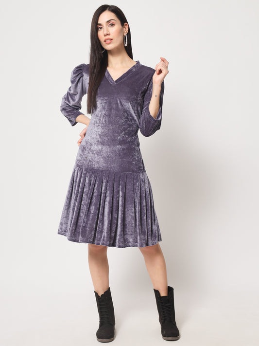 Knee Length Velvet Dress