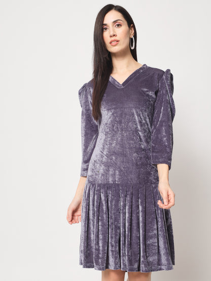 Knee Length Velvet Dress
