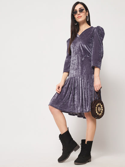 Knee Length Velvet Dress