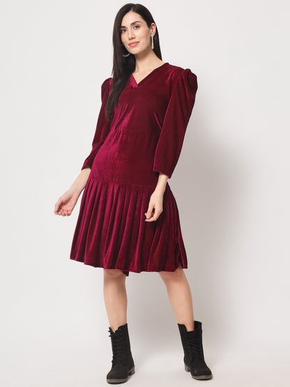 Knee Length Velvet Dress