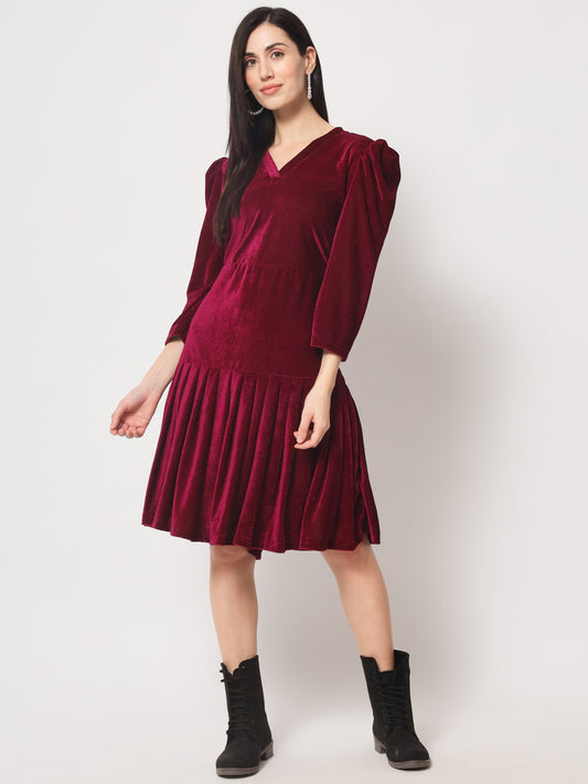 Knee Length Velvet Dress