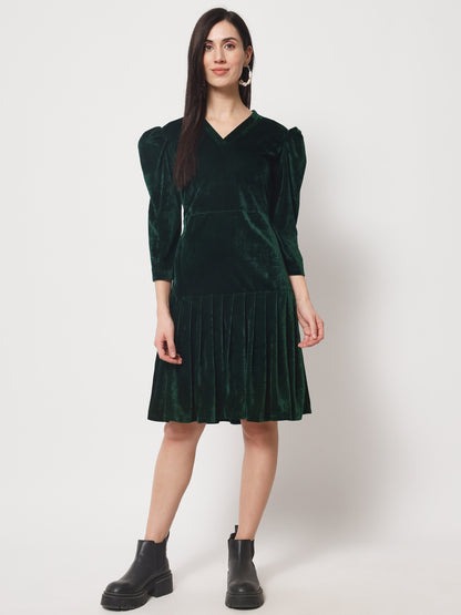Knee Length Velvet Dress