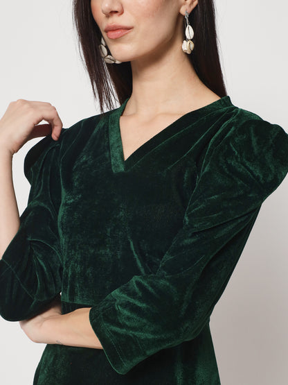 Knee Length Velvet Dress