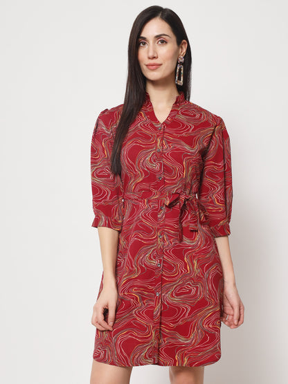 Rudraaksha stylish button up  knee length dress for women