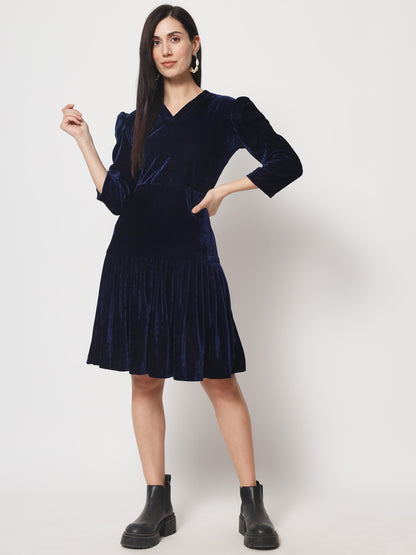 Knee Length Velvet Dress