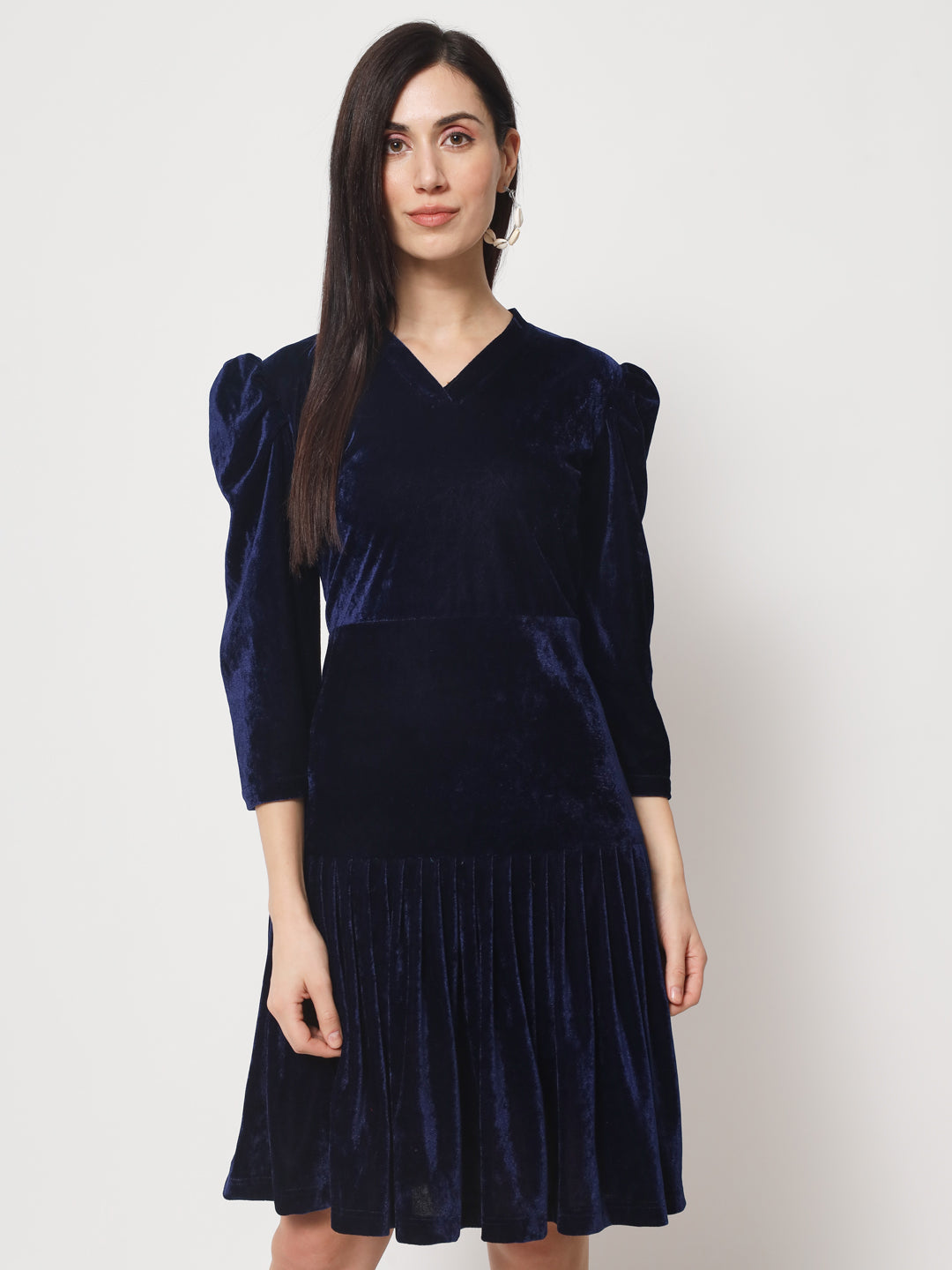 Knee Length Velvet Dress