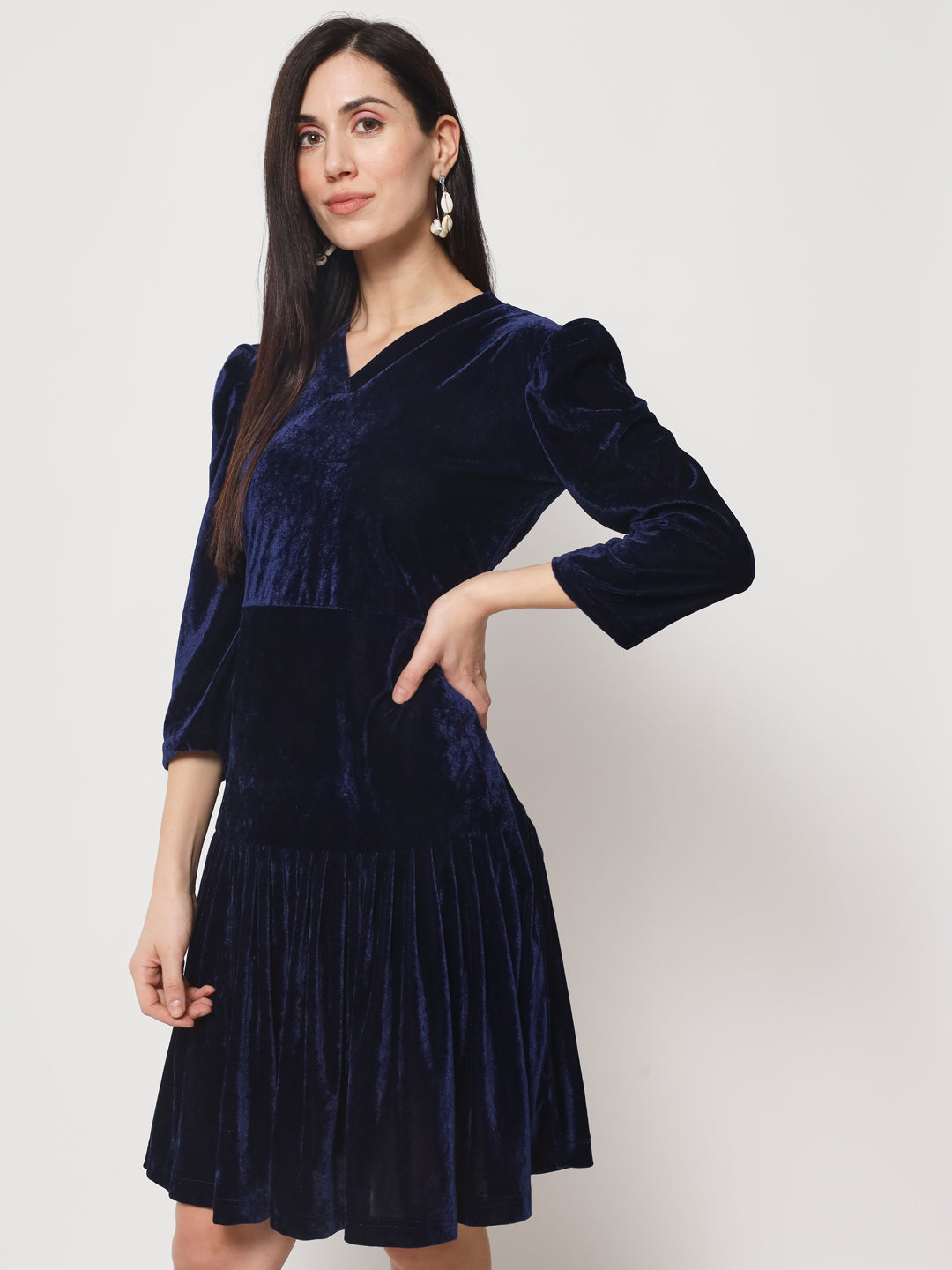 Knee Length Velvet Dress
