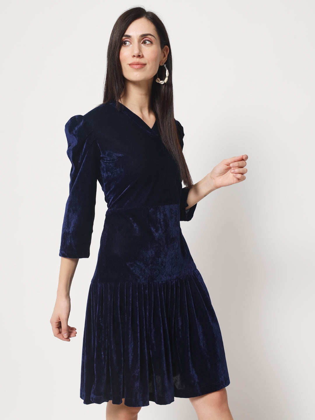 Knee Length Velvet Dress