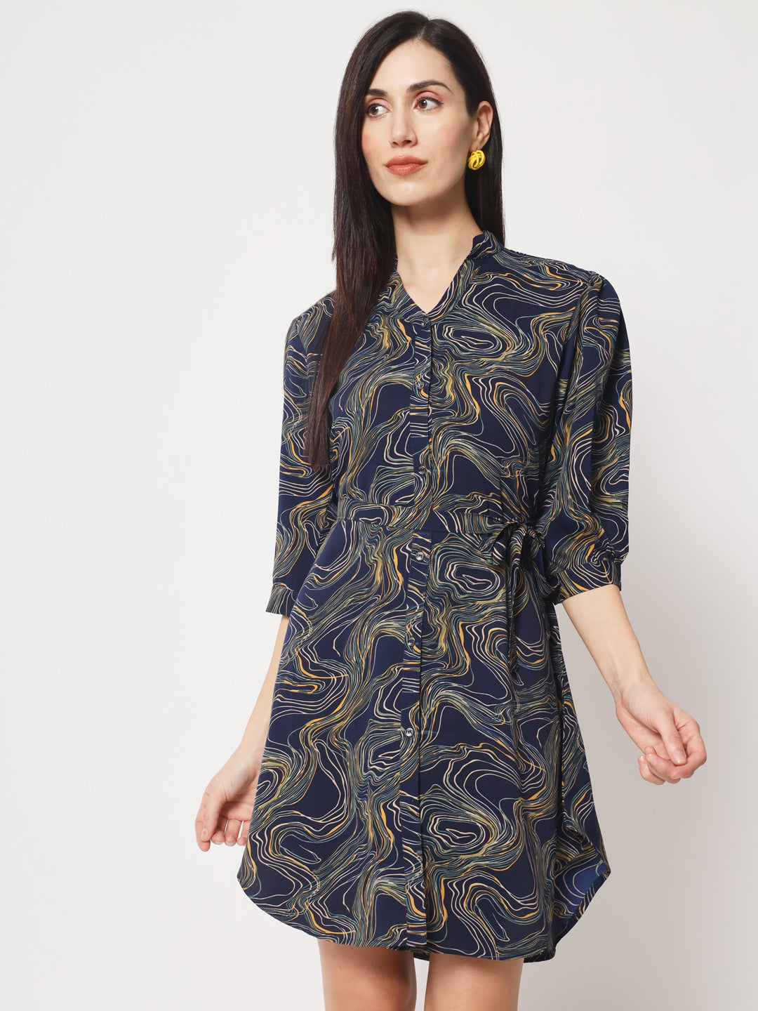 Rudraaksha stylish button up  knee length dress for women