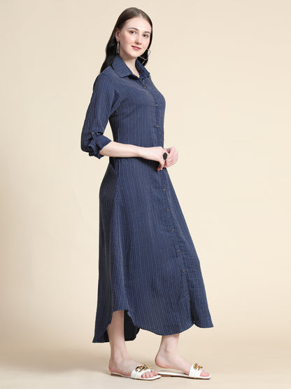 Rudraaksha Striped Long Dress For Women