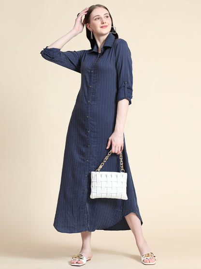 Rudraaksha Striped Long Dress For Women