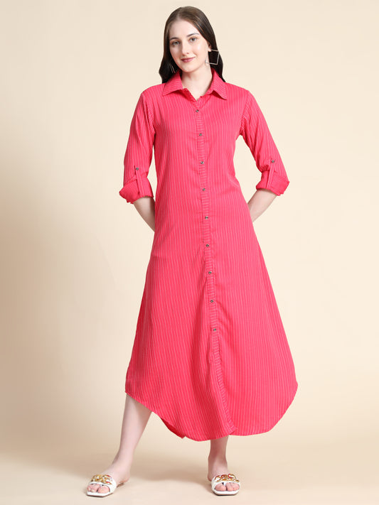 Rudraaksha Striped Long Dress For Women