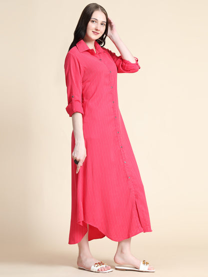 Rudraaksha Striped Long Dress For Women