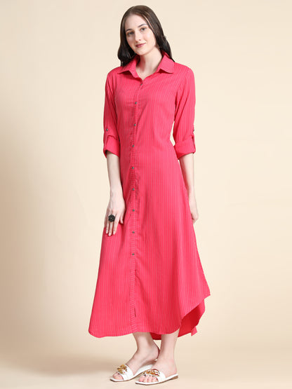 Rudraaksha Striped Long Dress For Women