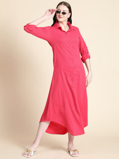 Rudraaksha Striped Long Dress For Women