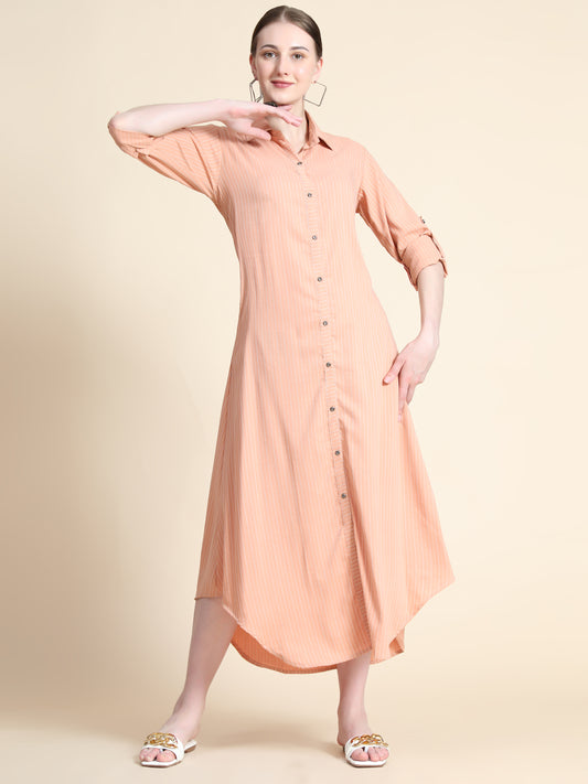 Rudraaksha Striped Long Dress For Women