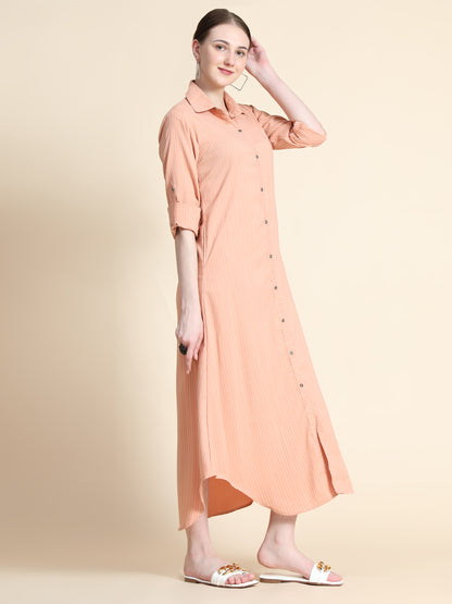 Rudraaksha Striped Long Dress For Women