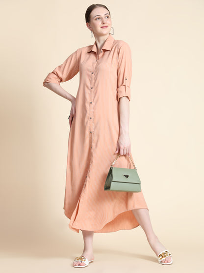Rudraaksha Striped Long Dress For Women
