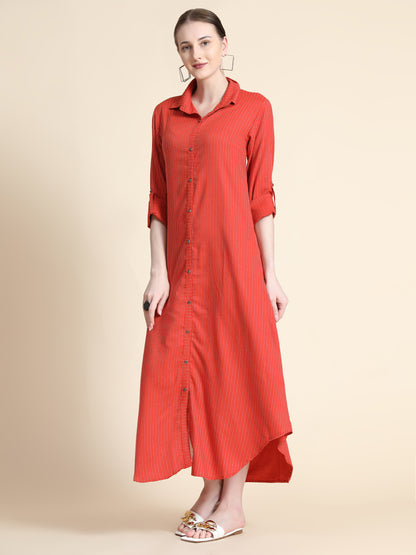 Rudraaksha Striped Long Dress For Women