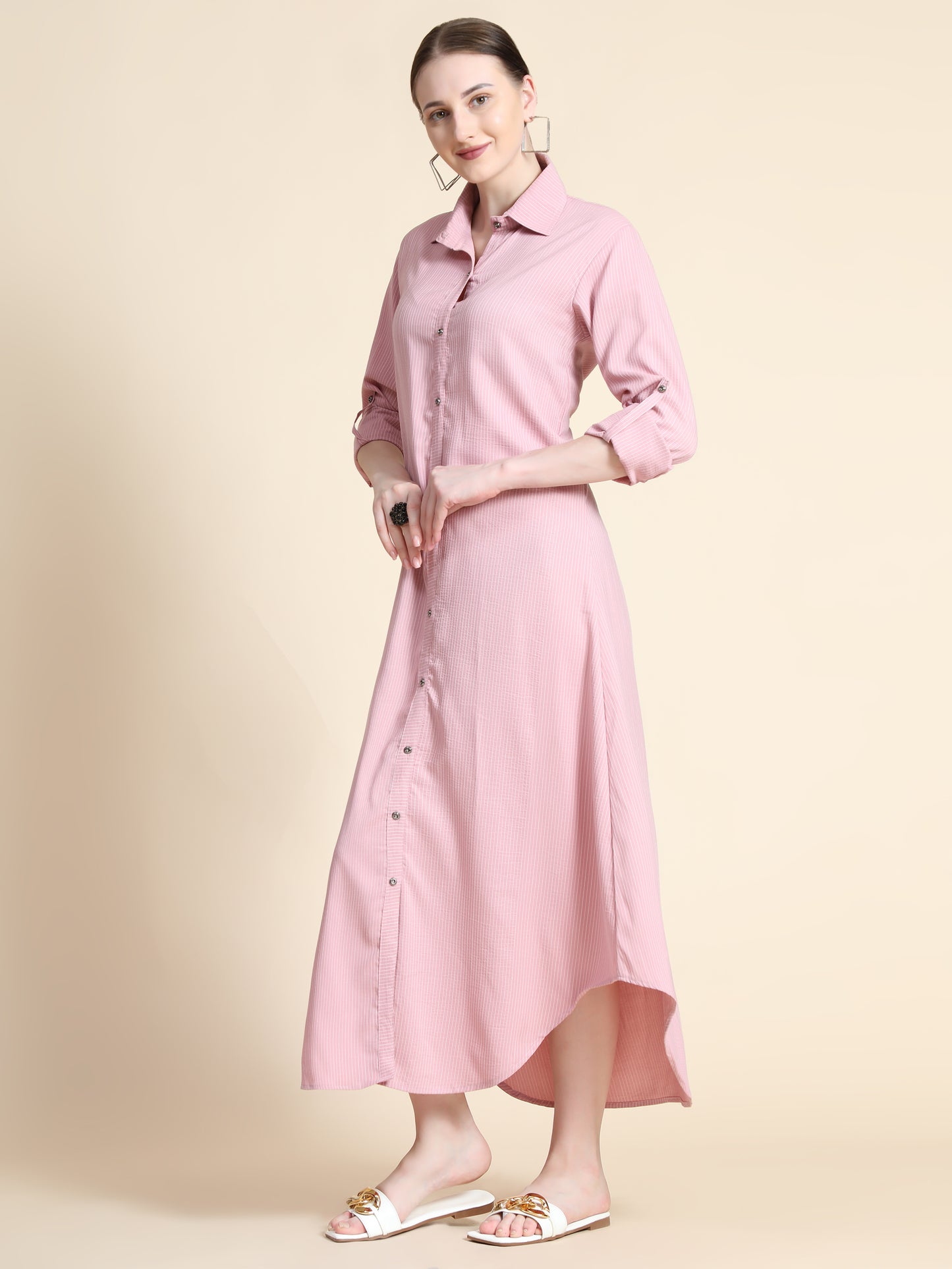 Rudraaksha Striped Long Dress For Women