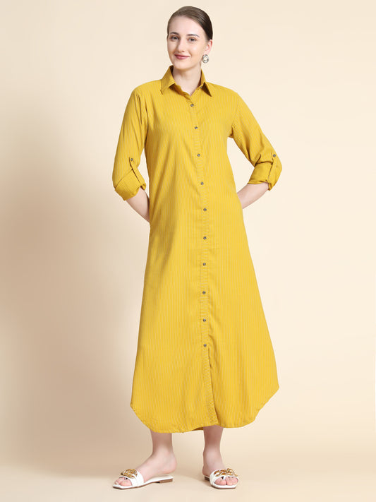 Rudraaksha Striped Long Dress For Women