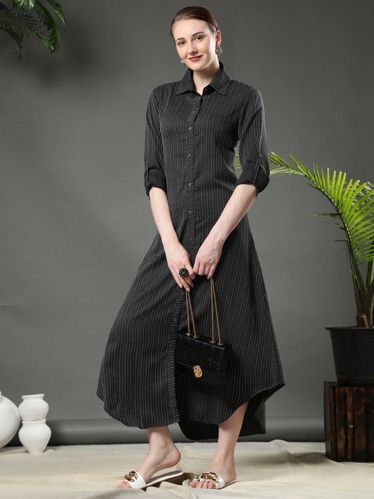 Rudraaksha Striped Long Dress For Women
