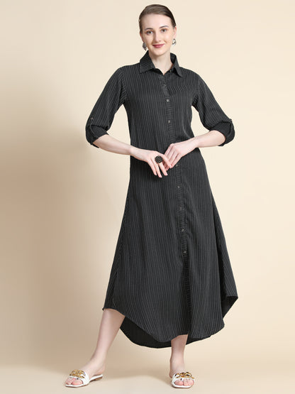 Rudraaksha Striped Long Dress For Women