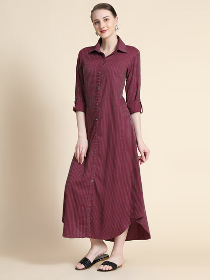 Rudraaksha Striped Long Dress For Women