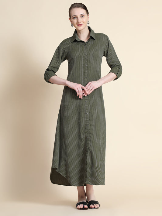 Rudraaksha Striped Long Dress For Women