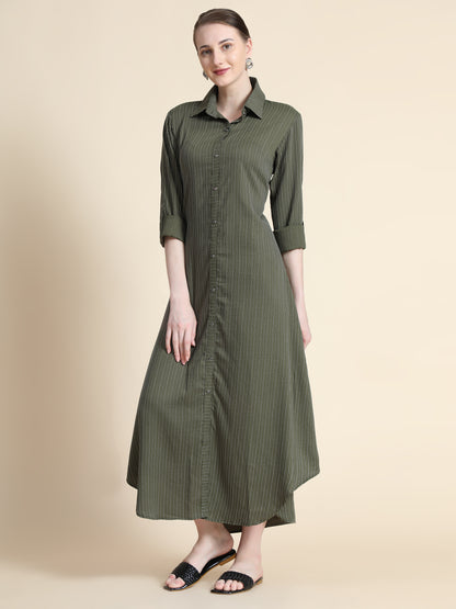 Rudraaksha Striped Long Dress For Women