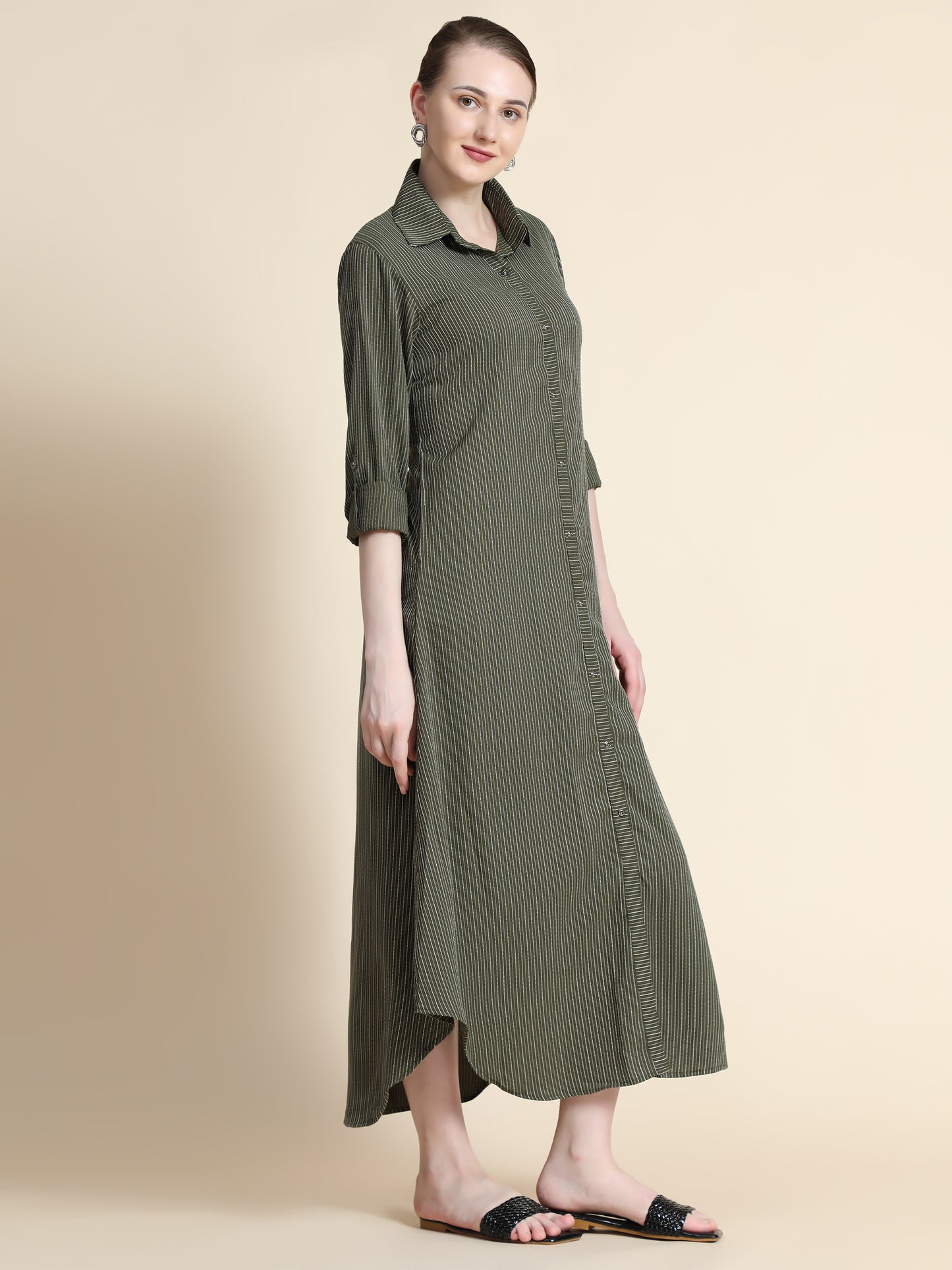 Rudraaksha Striped Long Dress For Women
