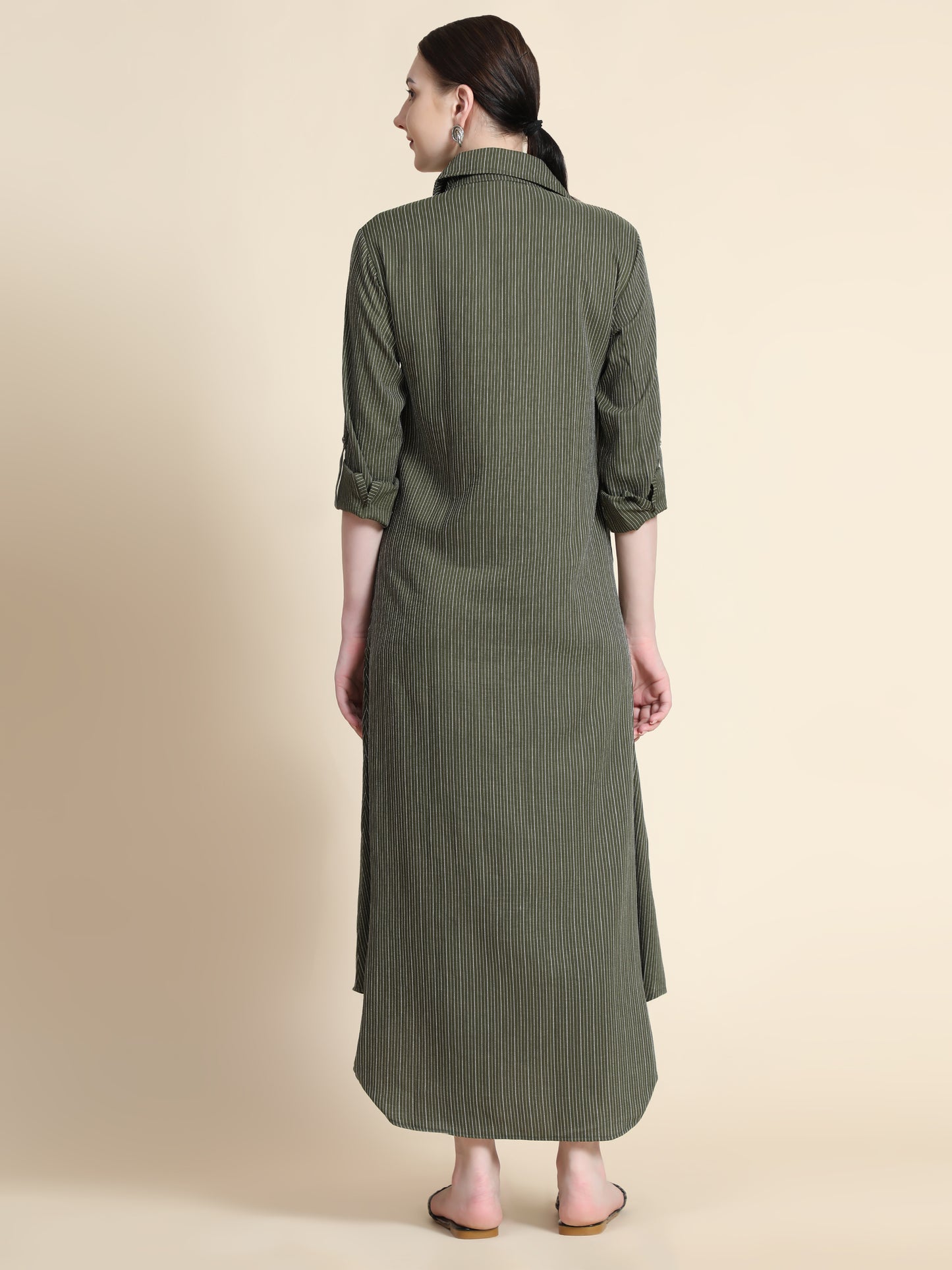Rudraaksha Striped Long Dress For Women