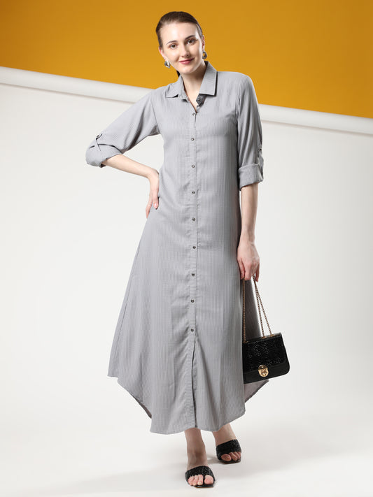 Rudraaksha Striped Long Dress For Women