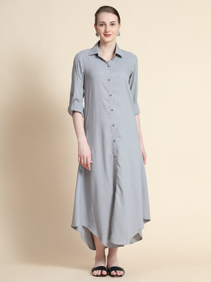 Rudraaksha Striped Long Dress For Women