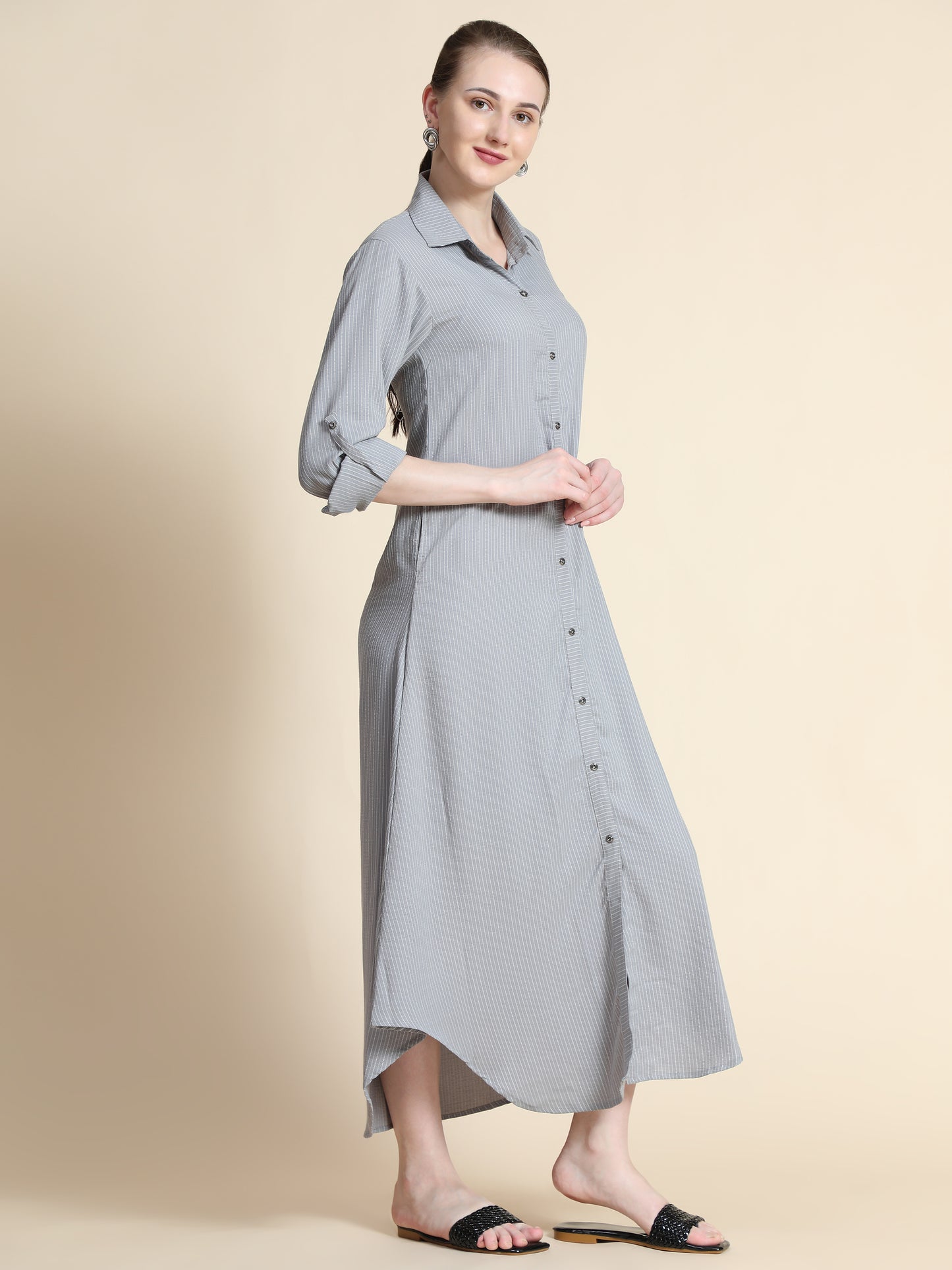 Rudraaksha Striped Long Dress For Women