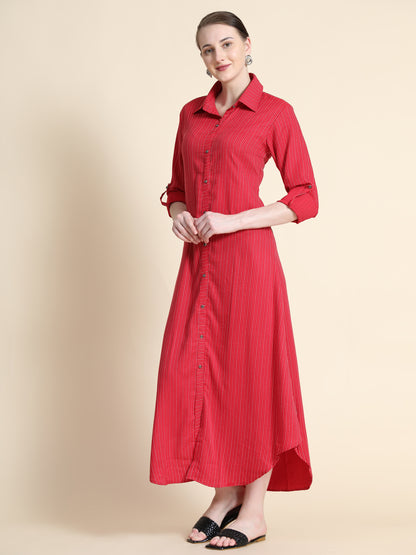 Rudraaksha Striped Long Dress For Women