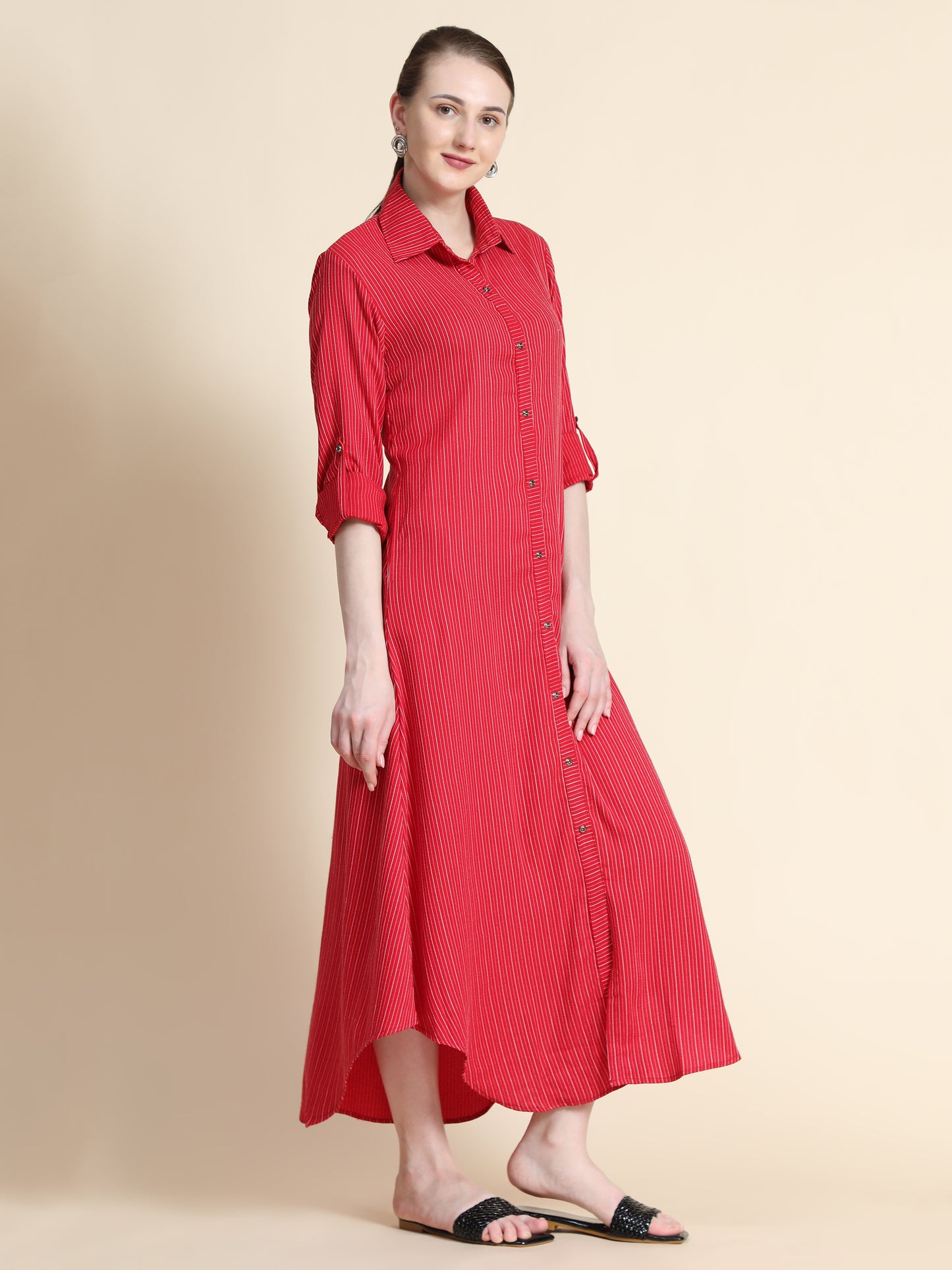 Rudraaksha Striped Long Dress For Women